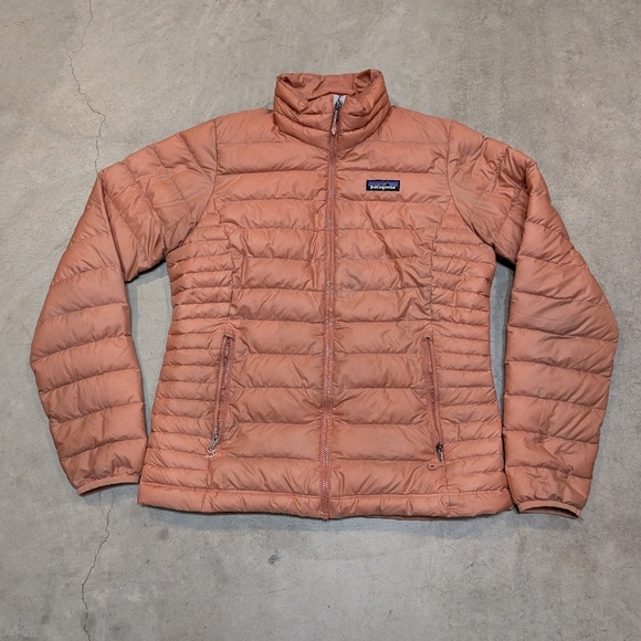 Patagonia Downy Sweater Ful Zip Women's S Coral/Light Orange Flaws - Picture 1 of 10